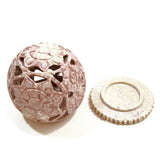 Handmade Burner for Candle Holder and Cones - Soapstone Carved Flowers 3"
