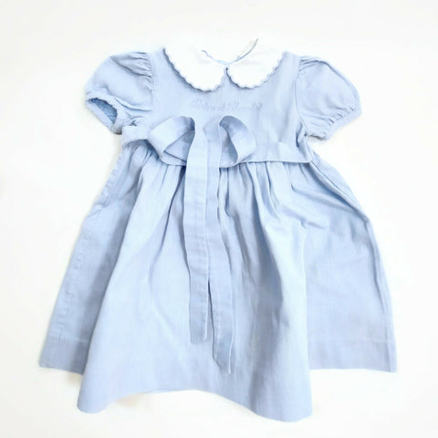 6 Months Baby Girls Short Sleeves Dress Light Blue White Infant Toddler Dresses