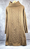 Women's Turtleneck Cable Knit Wool Sweater Dress Pullover Winter Warm Top XL