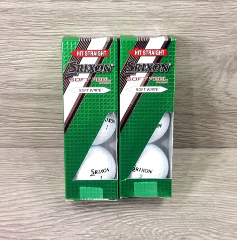 Srixon 6 Golf Balls White Soft Feel #1 & #2 2 Sleeves 6 Balls Total Hit Straight