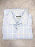 Van Heusen Men's Flex Regular Fit Wrinkle Free Plaid Dress Shirt Blue Yellow