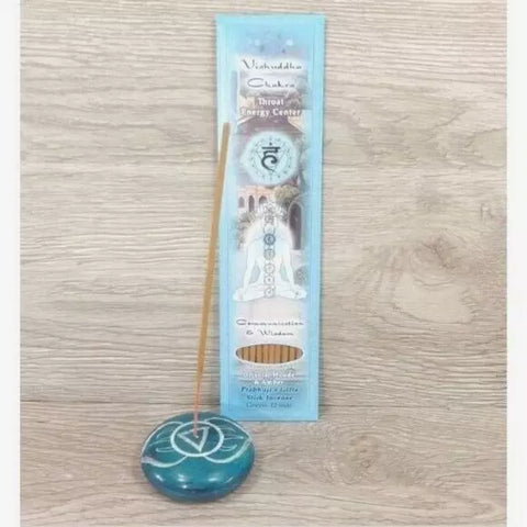 Vishuddha Chakra Stick Incense & Incense Holder Set Spirituality Meditation Gift