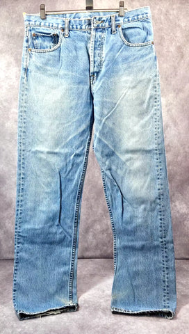 Vintage Unisex 501 Levi's 33x34 Original Straight Ripped Jeans Retro Faded Jean