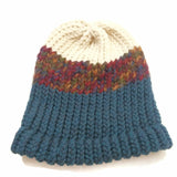 Winter Hat 100% Wool Knitted Handmade Unisex Warm Cap Skull Beanie Blue Gift