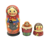 Wooden Matryoshka Russian Dolls Set Traditional Style Babushka Hand Painted VTG