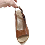 Crocs Women's Fashion  Wedges Slide Sandal Platform Cocoa Brown Leather Size 10