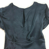 Tara Jarmon Black Silk Top Women's Short Sleeve Shirt Blouse Size 36 Side Zip