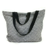 Women Handbag Fabric Shoulder Bag Tote Purse Pouch Wallet Black/White Printed