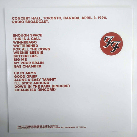 Foo Fighters ‎– Canadian Broadcast 1996 LVY517 Vinyl LP 12'' Record
