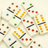 Collectors Dominoes Double Six Jumbo Color Dot 28 Shiny Dominoes W/Starting Pcs