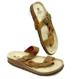 White Mountain Women's Sandal Footbed Strap Thong Flip Flop Brown Leather Size 9