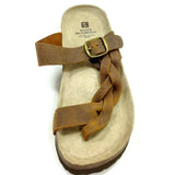 White Mountain Women's Sandal Footbed Strap Thong Flip Flop Brown Leather Size 9
