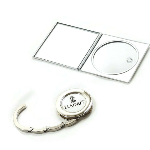 Lladro Compact Foldable Bag Hanger Portable Hook Holder for Desk and Mirror Set