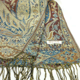 Women's Scarf Pashmina Soft Silky Shawl Wrap Light Stole Veil in Gold & Blue