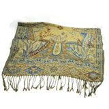 Women's Scarf Pashmina Soft Silky Shawl Wrap Light Stole Veil in Gold & Blue