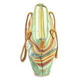 Fabric Women's Hand Bag Shoulder Tote Purse Colorful Striped Printed 13 x 8 in