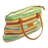 Fabric Women's Hand Bag Shoulder Tote Purse Colorful Striped Printed 13 x 8 in