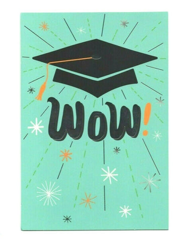 WOW ! Congratulations Graduation Hat Wishes Greeting Card
