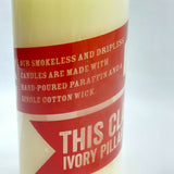 White Ivory Smokeless Dripless Pillar Candle Hand Poured Paraffin Unscented