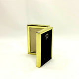 Goldtone Hinged Double Picture Photo Frame Folding Display 2.5x3.5 Table/Wall