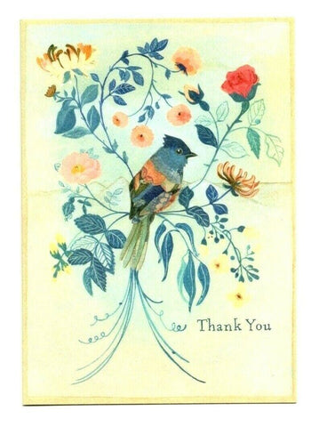 Lot of 2 Trader Joe's Thank You Wishes Greeting Cards Blessing Bird & Flowers