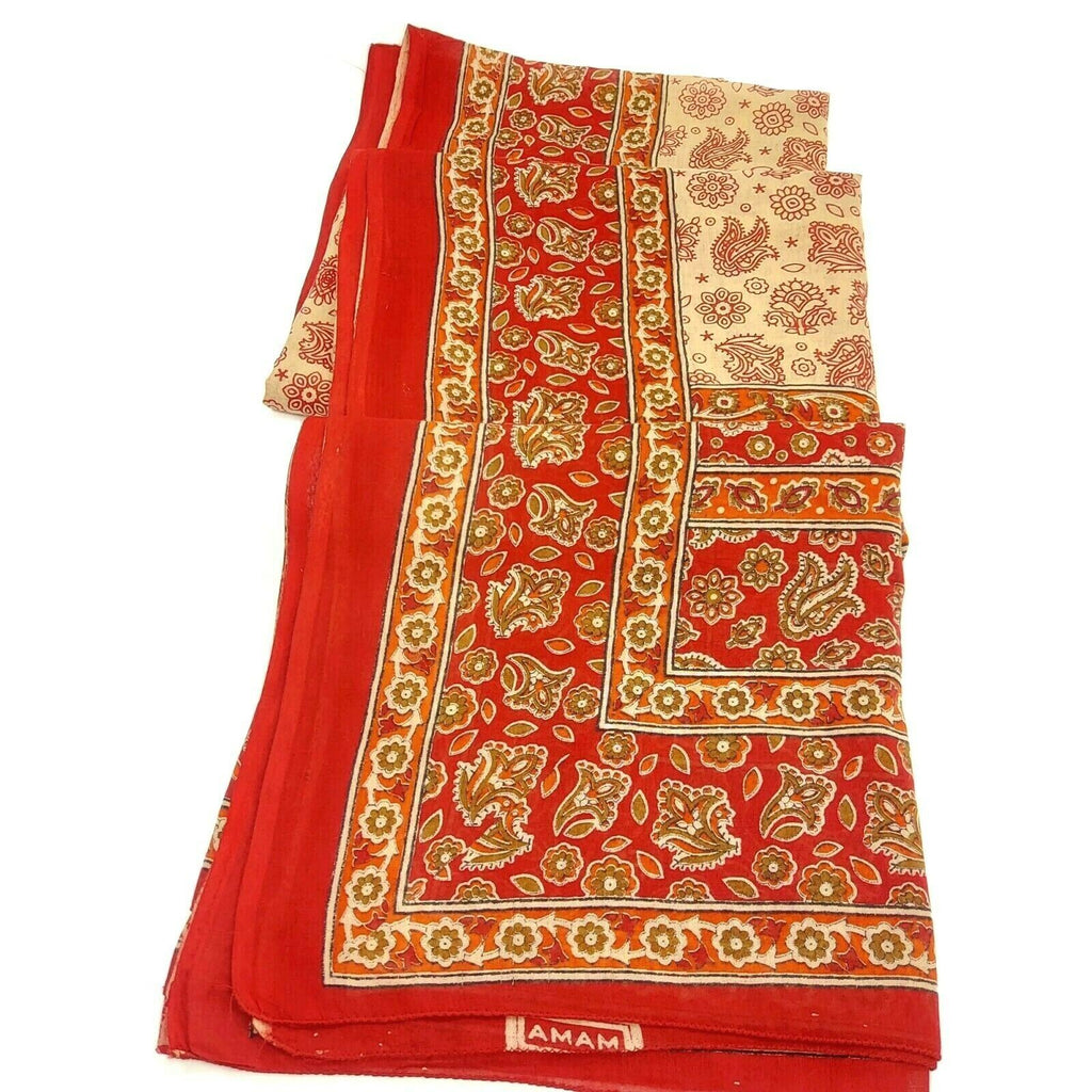 Women Indian Long Sarong Shawl Ethnic Wrap Dupata Stole Scarf Cotton Red/Orange