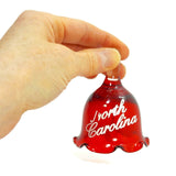 Red Glass 2 Bell Set Gift North &  South Carolina  Souvenir Memento VTG Collection