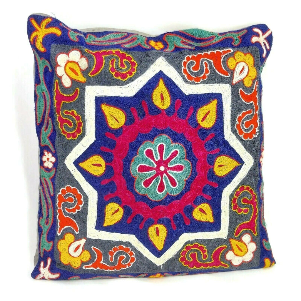 Pillow Cover Embroidery Handmade Artwork Decorative Cushion Case Home Décor 16"