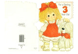 3rd Happy Birthday Vintage Girls Greeting Card Doll W/Dog 1977 Unused Ambassador