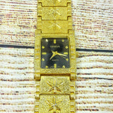 Men Geneva Quartz Wrist Watch Jewelry Bracelet Luxury Goldtone/Black Wristwatch