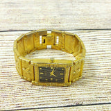 Men Geneva Quartz Wrist Watch Jewelry Bracelet Luxury Goldtone/Black Wristwatch