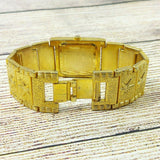 Men Geneva Quartz Wrist Watch Jewelry Bracelet Luxury Goldtone/Black Wristwatch