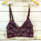 Montelle Bra Intimates Women's Wirefree Cup Stretch Floral Lace Bralette Purple