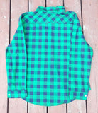 Guanyy Women's Long Sleeve Casual Loose Classic Green Plaid Button Down Shirt XL
