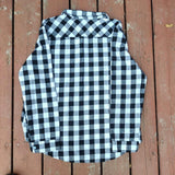 Guanyy Women's Long Sleeve Casual Loose Classic Black Plaid Button Down Shirt XL
