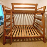 Bunk Bed Adults Kids Full Sz Lower Twin Sz Upper Railing Ladder Whole Wood Brown