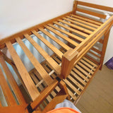 Bunk Bed Adults Kids Full Sz Lower Twin Sz Upper Railing Ladder Whole Wood Brown