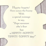 Happy 4th Birthday Girls Boys Greeting Card Bunny Lollipop Wishes Kids Toddler