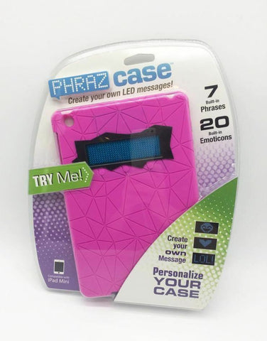 Phraz Case IPad Mini Personalize Silicone Cover Light Flashing Emoticons Pink