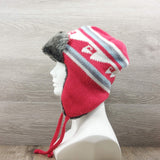 Earflaps Winter Hat Ear Cover Unisex Warm Fur Lining Beanie Aviator Cap Gray/Red