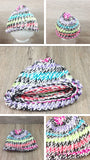 Girls Winter Hat Toddler 100% Wool Knitted Handmade Warm  Colorful  Crochet Hat