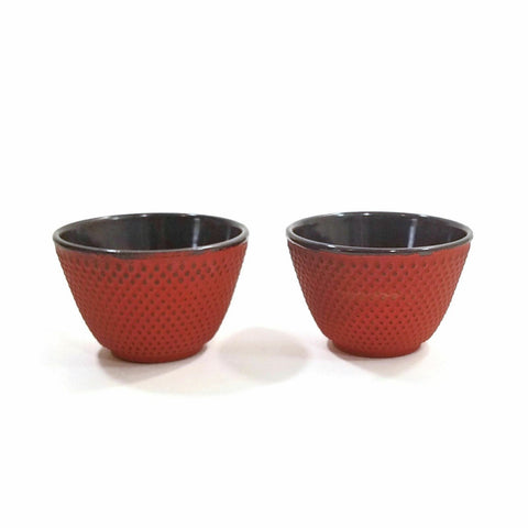 Japanese Cast Iron Tea Cups Mugs Pair 2pcs Red Teacup Cup Set of 2 Home Décor