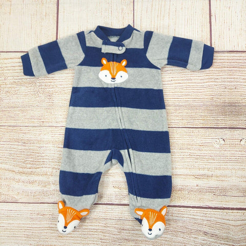 Baby 1 Pc. Fleece Footed Pajamas Sleeper Fox Striped Carter's Play Outfit 0-3M