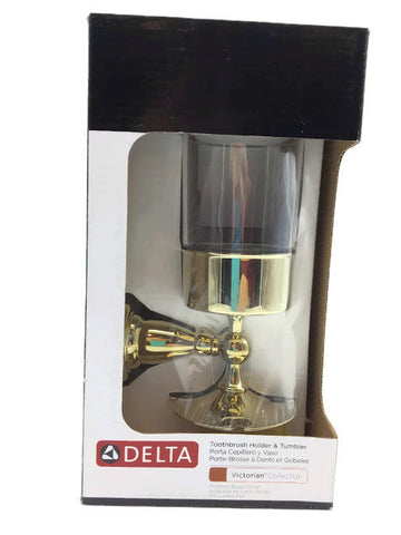 Delta 75056 Victorian Toothbrush Tumbler Wall Mount in Polished Brass Bathroom