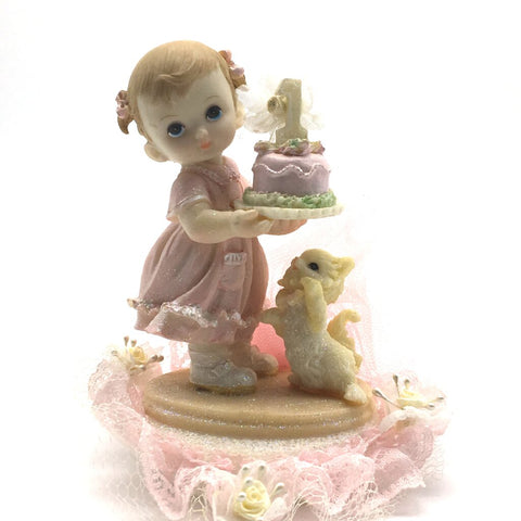 Precious Moments Figurine “Growing In Grace Age 1" Birthday Girl holding a Cake