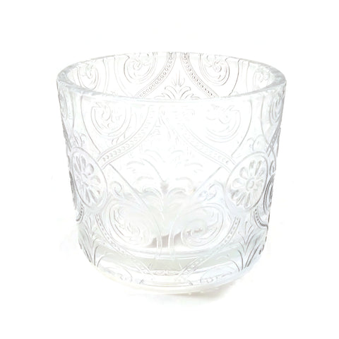 Glass Candle Holder Votive Embellished 3.5"H x 4"D