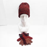 Woman's Winter Knit Warm Gloves 100% Wool Handmade Red/Purple/Orange