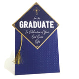 Graduation Greeting Card God-Given Gifts Wishes Embossed W/Gold Tassel Blue Gift