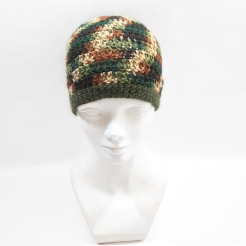 Wool Hat Unisex Handmade Knit Winter Warm Beanie Cap Gift Her  & Him Green/Brown