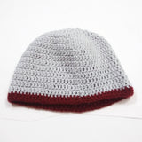 Unisex Handmade 100% Wool Knit Winter Warm USA Beanie Hat Gray/Bordeaux